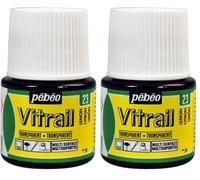 PEBEO - Peinture Vitrail Transparent 45ml Couleur Citron - Peinture sur Verre Jaune Vif à Base de Solvant, Finition Brillante (Lot de 2)