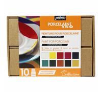 Pébéo - Porcelaine 150 Coffret Collection - Kit Peinture sur Porcelaine - 10 Flacons 45 ml + 1 Tube 20 ml Or + 1 Feutre + Accessoires + Guide Créatif