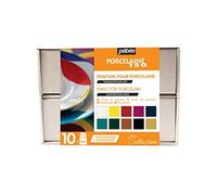 Pébéo - Porcelaine 150 Coffret Collection - Kit Peinture sur Porcelaine - 10 Flacons 45 ml + 1 Tube 20 ml Or + 1 Feutre + Accessoires + Guide Créatif