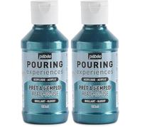 PEBEO Pouring Expériences-Peinture Acrylique Pré-mélangée Prête à l'emploi-Idéal pour Fluid Art, Bleu Cobalt métalique, 118 ml (Lot de 2)
