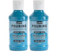 PEBEO Pouring Expériences-Peinture Acrylique Pré-mélangée Prête à l'emploi-Idéal pour Fluid Art, Bleu Turquoise, 118 ml (Lot de 2)