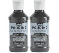 PEBEO Pouring Expériences-Peinture Acrylique Pré-mélangée Prête à l'emploi-Idéal pour Fluid Art, Gris foncé, 118 ml (Lot de 2)