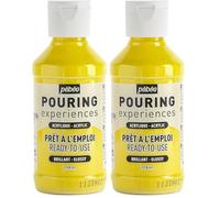 PEBEO Pouring Expériences-Peinture Acrylique Pré-mélangée Prête à l'emploi-Idéal pour Fluid Art, Jaune, 118 ml (Lot de 2)