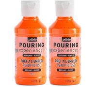 PEBEO Pouring Expériences-Peinture Acrylique Pré-mélangée Prête à l'emploi-Idéal pour Fluid Art, Orange Fluorescent, 118 ml (Lot de 2)