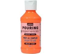 Pébéo Peinture acrylique Pouring Expériences – Prête à l'emploi, Orange fluorescent 118 ml