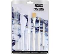 Pébéo Set 11 Accessoires Pouring Experiences - 2 Couteaux à Peindre, 2 Pinceaux, 1 Outil à Marbrer, 1 Spatule et 5 Pipettes 524605