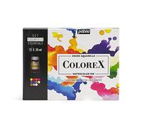Pébéo - Colorex Boîte 12 Flacons 20 ml Assortis - Kit de Dessin Manga & Illustration Pébéo Colorex - L’Essentiel Colorex Encre Aquarelle Pébéo Couleurs Complémentaires
