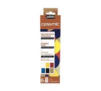 Pébéo - Set Initiation Ceramic - Kit de Peinture Céramique, Idéale Décoration Terre Cuite, Faïence - 6 Flacons de 20 ml - Blanc + Jaune riche + Rouge cerise + Lavande + Noir + Or riche