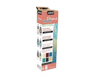 Pébéo - Set Initiation Fantasy Prisme - Peinture Effet Alvéolé Multi-Support - 6 Flacons de 20 ml assortis - Blanc coquille + Fleur de cerisier + Bleu Caraïbes + Turquoise + Onyx + Vieil or