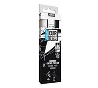 Pébéo Set Setacolor acrylique pour cuir et similicuir – pointe extra-fine, Noir et Blanc (2)