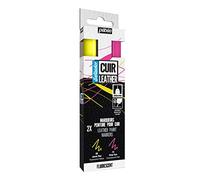 PEBEO Set Setacolor Acrylique pour Cuir et Similicuir - Personnalisation Sac, Chaussure, Sneaker-Résistance rayures, pliures, frottements-Pointe extra-fine - Jaune et Rose Fluo, 2 Marqueurs