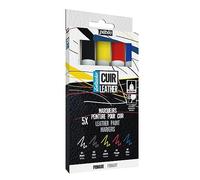 Pébéo - Set Setacolor Cuir - Marqueur Acrylique Cuir et Similicuir - Personnalisation Sac, Chaussure- Résistance rayures, pliures, frottements - Pointe extra-fine - 5 Marqueurs Couleurs Primaires