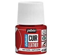 PEBEO - Setacolor Cuir - Peinture Acrylique pour Cuir et Similicuir - Personnalisation Sac, Chaussure, Sneaker- Résistance rayures, pliures, frottements - Finition Mate/Satinée - Rouge Intense- 45 ml