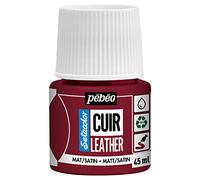 Pébéo - Setacolor Cuir - Peinture Acrylique pour Cuir et Similicuir - Personnalisation Sac, Chaussure, Sneaker- Résistance rayures, pliures, frottements - Finition Mate/Satinée - Rouge Profond - 45 ml