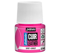 Pébéo - Peinture acrylique Setacolor Cuir - Effet fluo, résistante rayures/pliures - Rose fluo 45 ml