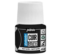PEBEO - Setacolor Cuir -Peinture Acrylique pour Cuir et Similicuir - Personnalisation Sac, Chaussure, Sneaker- Résistance rayures, pliures, frottements - Finition Mate/Satinée - Noir Extrême - 45 ml