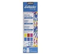 Pebeo Setacolor Initiation Tie & Dye - Ensemble de peinture - 6 parties - peinture à base d'eau - 6 couleurs - jaune primaire, rouge hermès, framboise, bleu gitane, cyan, bleu azur - 20 ml G
