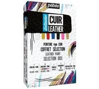 Pébéo Kit Setacolor Cuir - Coffret 10 pièces, 7 couleurs - Peinture acrylique résistante