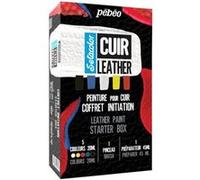 Pebeo Setacolor Leather - Ensemble de peinture - 7 parties - peinture acrylique - blanc pur, jaune vif, rouge intense, Bleu océan, noir extrême G
