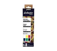 Pébéo - Setacolor Set Initiation - Peinture Tissus Opaque Mat - Kit de 6 couleurs opaques, Base Eau - 6 Flacons de 20 ml - Blanc + Jaune citron + Vermillon + Bleu jean + Vert végétal + Noir 756481