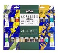 Pebeo Studio Acrylics Etui 20 Tubes De 20 Ml Assortis Et Pinceau 5 Meches Armees N4 8 Cm G