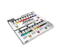 Pébéo - Studio Acrylics Etui 20 Tubes de 20 ml Assortis et Pinceau - Kit Tubes de Peinture Acrylique et Pinceau - Assortiment Pébéo Acrylique - 20 tubes de 20 ml, Blanc