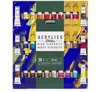 Pebeo Studio Acrylics Etui 30 Tubes De 20 Ml Assortis Et Pinceau 5 Meches Armees N4 8 Cm G
