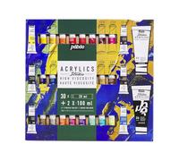 Pébéo Studio Acrylics - Pack 30 Tubes 20 ml + 2 Tubes 100 ml - Couleurs Assorties - Peinture Acrylique Multi-Supports