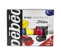 Pébéo - Studio Acrylics Pack Primaires 5 Tubes 100 ml - Kit Tubes de Peinture Acrylique et Pinceau - Assortiment Pébéo Acrylique - 5 tubes couleurs primaires de 100 ml