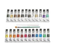 PEBEO - Studio Acrylics - Set 24 Tubes 20 Ml Couleurs Assorties + Accessoires - Kit de Peinture Acrylique pour Artiste et Débutant - Pinceaux + Spatule + Carton Toilé - Couleurs Lumineuses