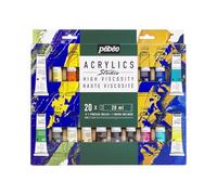 Pébéo – Set peinture acrylique Studio Acrylics, 20 x 20 ml, couleurs complémentaires + pinceau