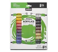 Pebeo Studio Acrylique Peinture Set 24 X 12ml Tubes Artiste Eau Base Couleurs