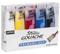 Pébéo Gouache Pack Primaire — Assortiment de 5 tubes de 100 ml, couleurs assorties