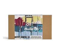 PEBEO - Studio Huile XL - Set 12 Tubes 20 Ml Couleurs Complémentaires + Accessoires - Kit de Peinture à l’Huile pour Artiste et Débutant - Pinceaux + Spatule + Carton Toilé - Couleurs Intenses