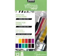 Pébéo - Vitrea 160 Set Exploration - Set de Peinture sur Verre pour Décoration - Kit de 12 Flacons de 20 ml - Couleurs Assorties 757461