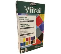 Pebeo Vitraux Vitrail Peinture 12 X 20ml Bouteilles Solvant Base Craft 757421