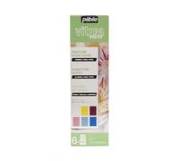 Pébéo - Vitrea 160 Set Initiation - Set de Peinture sur Verre - Assortiment de 6 Flacons de 20 ml - Voile blanc + Jaune safran + Rouge indien + Rose clair + Bleu clair + Cyan