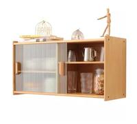 PEBFHSQW Armoire Murale À Portes Coulissantes en Verre - Rangement pour Cuisine, Salle De Bain, Médicaments, Cosmétiques, avec Étagères, pour Entrée, Salon, Balcon, Couloir(Wood Color)