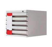 PEBFHSQW Classeur À Fiches Verrouillable - Organiseur De Bureau À 5 Tiroirs pour Dossiers Format Lettre, Cartes Fournitures De Bureau, Cahiers, Stylos, Livres, Gain Place.(Grigio)