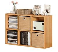 PEBFHSQW Étagère De Rangement Modulable À 4/6/8 Compartiments - Bibliothèque Grande Capacité, Organisateur De Chambre, Meuble De Rangement pour Salon Et Bureau(Wood,90x24x60cm)