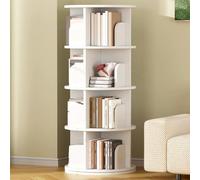 PEBFHSQW Étagère Pivotante À 360°, Bibliothèque Ronde À 1 À 5 Niveaux pour Salon, Bureau Ou Table De Chevet. Étagère De Rangement sur Pied pour Livres, Plantes Et Petits Espaces(4 Layers)