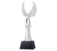 PEBFHSQW Trophée en Résine Gravé Personnalisé avec Ailes Métalliques - Récompense pour La Reconnaissance des Employés, Prix De La Fête Annuelle d'entreprise Et des Concours Talents(Silver)