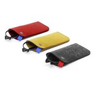 Pebipoo Lot de 3 étuis à lunettes en feutre doux pour lunettes, Jaune, rouge, gris foncé, taille unique