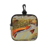 Pêche à la Mouche de la Truite,Pochette de Rangement carrée à Fermeture éclair, Porte-Monnaie en néoprène, Petit Portefeuille, Pochette à Monnaie, Porte-Monnaie