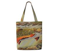 Pêche à la mouche de la truite,Sacs d'épicerie réutilisables, sacs fourre-tout de grande capacité, sac à bandoulière en toile
