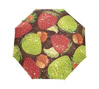 Pêche À La Pastèque Parapluie Pliant Ouverture et Fermeture Automatique Protection UV Parapluies Pliant Coupe-Vent Ultra-léger pour Voyager Plage Femmes Enfants Fille