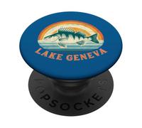 Pêche à la Perche au Lever du Soleil sur Le lac Léman PopSockets PopGrip Adhésif