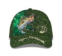 Pêche À L'Achigan À Grande Bouche, Impression 3D, Pêche À La Mouche Unisexe Chapeaux Pare-Soleil Protection Solaire Casquette De Baseball Anti-UV Strapback Cap pour Adulte Camping Trucker
