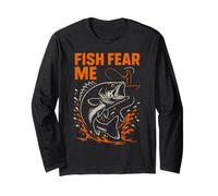 Pêche à l'achigan Fish Fear Me Vintage Boys Funny Fishing Manche Longue