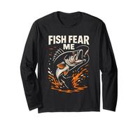 Pêche à l'achigan Fish Fear Me Vintage Boys Funny Fishing Manche Longue